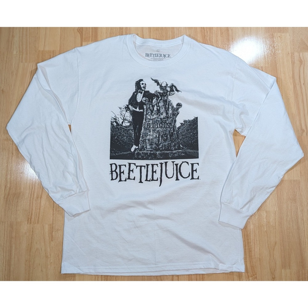 Beetlejuice Movie Long Sleeve T-Shirt Men's Large White Graphic Tee